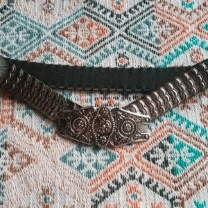 Vintage 1980's Dark Silver Metal Scale Belt